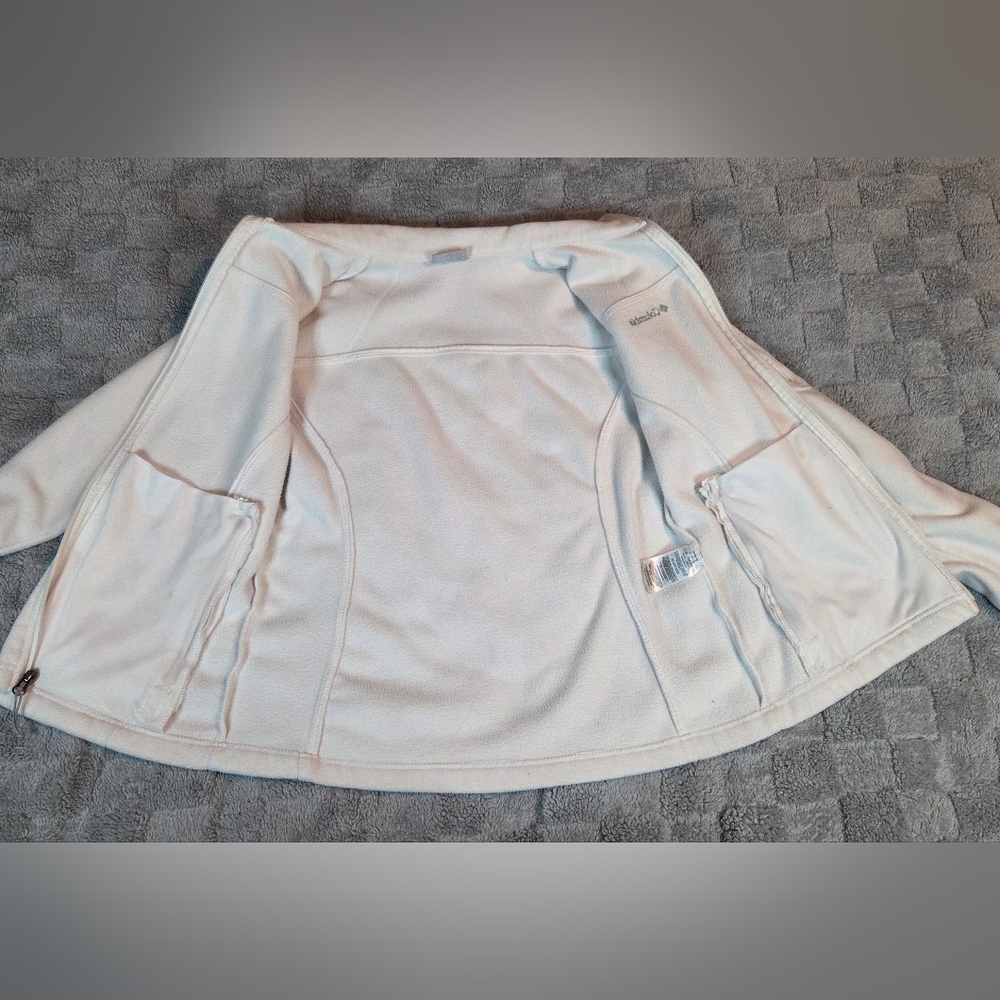 Columbia Full Zip Jacket Women's Size Medium  White Fleece Pockets - Picture 3 of 13